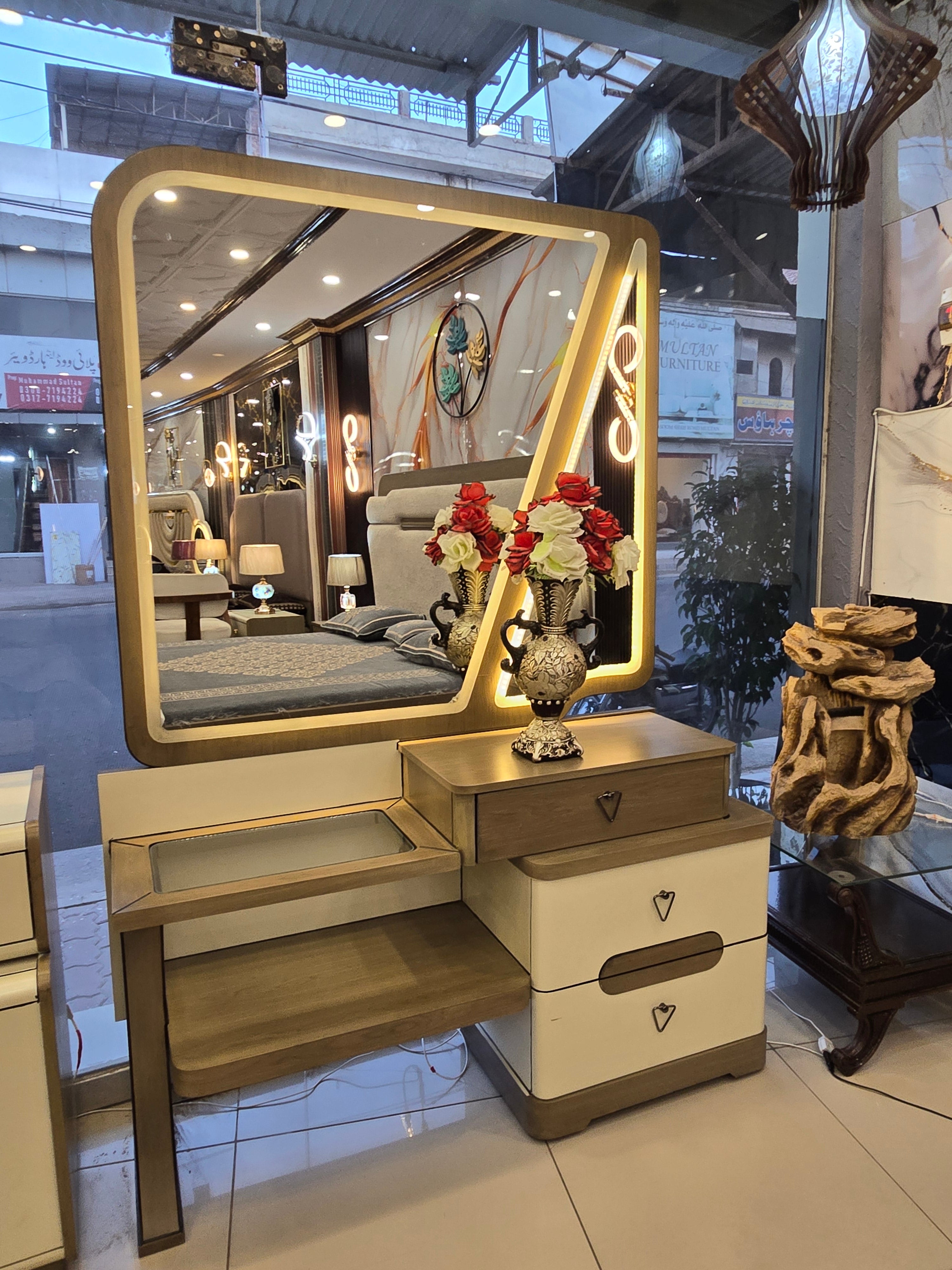 Modern Asymmetric LED Dressing Table