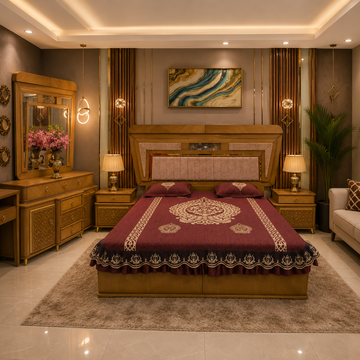 Luxury Arabic Style Bedroom Set | Mumtaz Bashir Furniture Multan