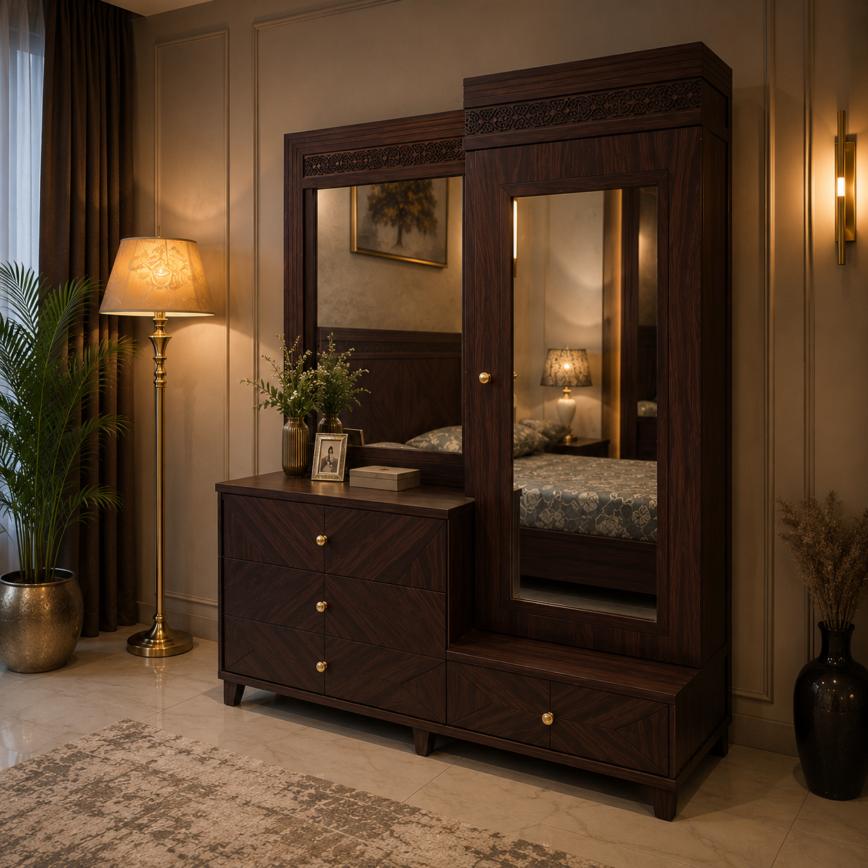 Luxury Carved Double Bed Frame