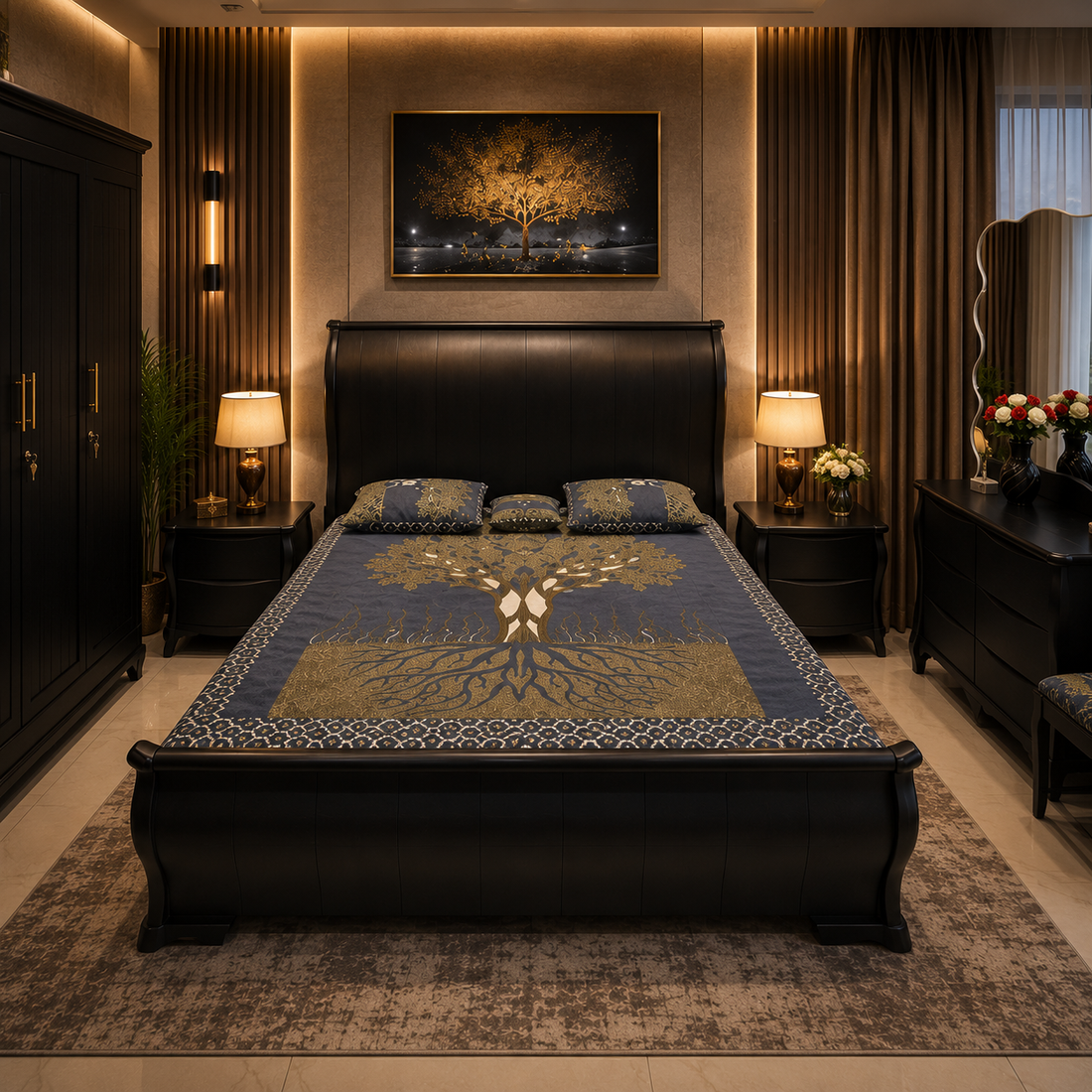 Premium Dark Espresso Double Bed