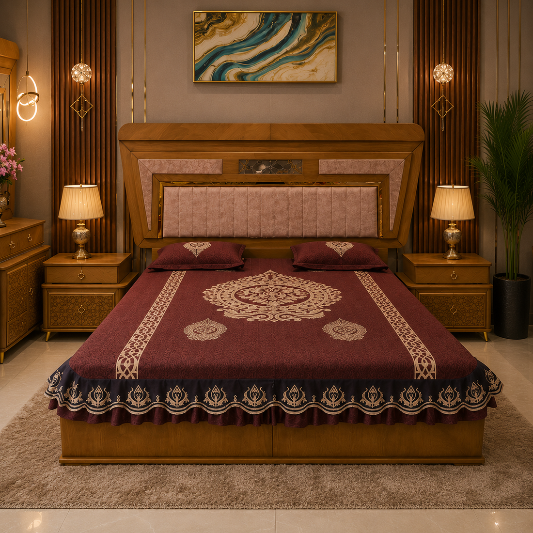 Luxury Arabic Style Bedroom Set | Mumtaz Bashir Furniture Multan