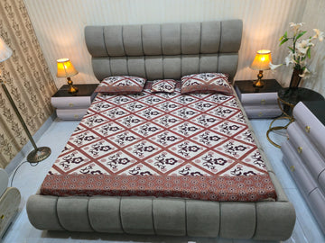 Bubble Channel Bed Set – Luxury Glass-Top LED Vanity Suite