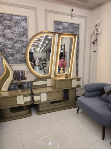 Luxury Bedroom Set – Palatial Backlit LED Arch Vanity Suite